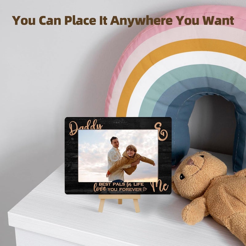 OXRUN Daddy & Me Picture Frame, Father's Day Gifts Wooden Photo Frame with Easel, Display Photo Insert, 4x6 Picture Frame for Tabletop Display - A06 - Image 4